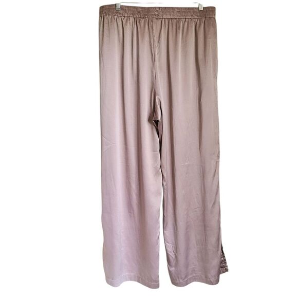 jason wu silky lounge pants metallic tan satin elastic waist size XL - Picture 2 of 7